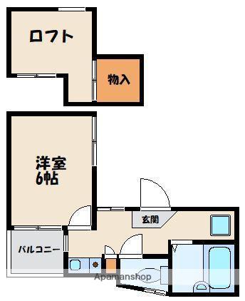 ラフィーネアルブルA・B棟(1K/2階)の間取り写真
