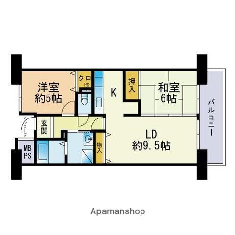 アーベイン大橋(2LDK/9階)の間取り写真