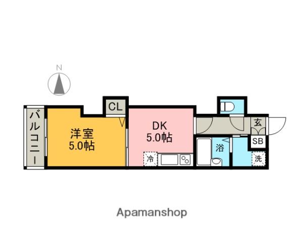 レジディア博多(1DK/8階)の間取り写真