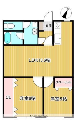 ロワールマンション大橋Ⅰ(2LDK/4階)の間取り写真