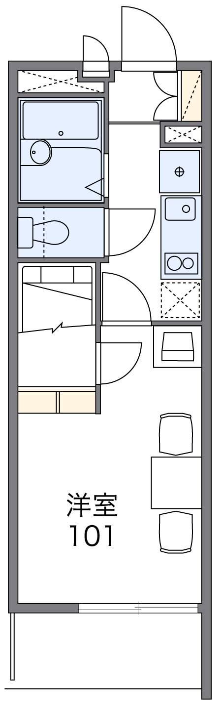 レオパレスSKYWINGS箱崎(1K/1階)の間取り写真