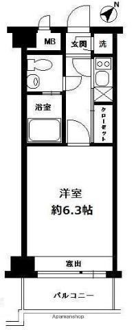 エステート・モア・平尾山荘通(1K/6階)の間取り写真