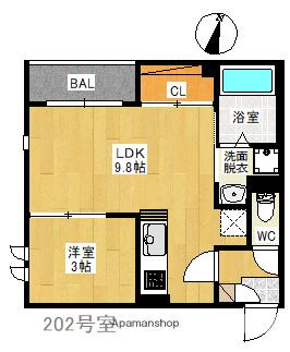REGALEST大橋ME-RYⅡ(1LDK/2階)の間取り写真