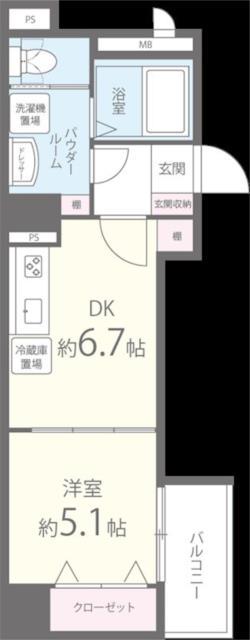 C.P.B.S(1DK/10階)の間取り写真