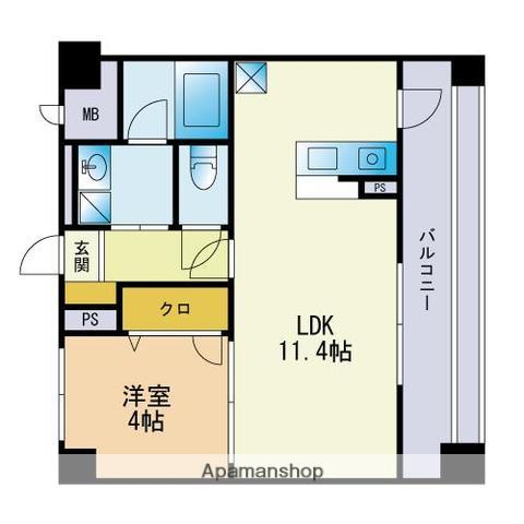 ADEN箱崎駅前(1LDK/11階)の間取り写真
