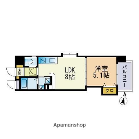 グランディール三和大名(1LDK/6階)の間取り写真