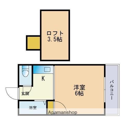タウンハウス壱番館(ワンルーム/2階)の間取り写真