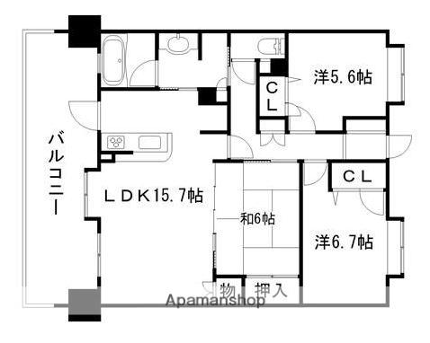 ファーネスト博多パークサイド(3LDK/3階)の間取り写真