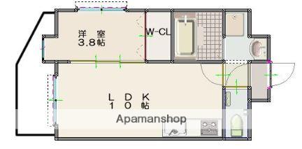 ルッシェ竹下駅前(1LDK/4階)の間取り写真