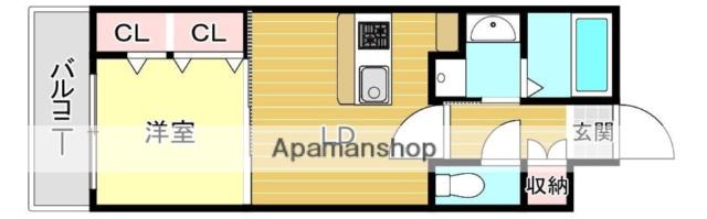 エストレーア薬院(1LDK/7階)の間取り写真