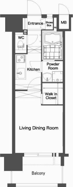 エンクレスト天神MERS(1K/3階)の間取り写真