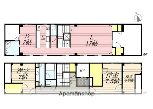ジョイフル・ミント(3LDK/4階)の間取り写真