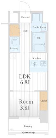 ラファセアリービオ博多(1LDK/11階)の間取り写真