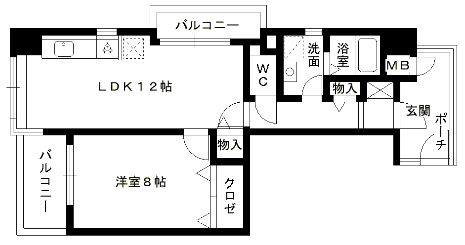 サーパス大博通(1LDK/6階)の間取り写真