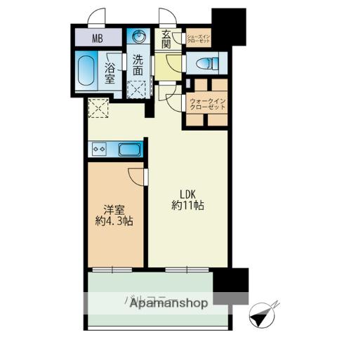 RJRプレシア大橋駅前(1LDK/12階)の間取り写真