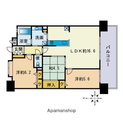 モントーレ香椎浜サーフコート(3LDK/9階)の間取り写真