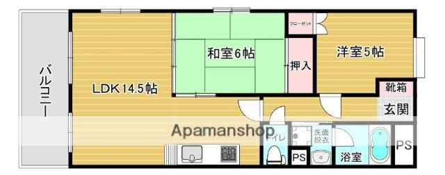 リファレンス箱崎(2LDK/6階)の間取り写真