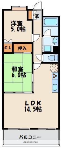 リファレンス箱崎(2LDK/13階)の間取り写真