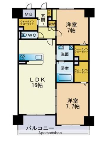 ラ・シルフィード博多駅南(2LDK/3階)の間取り写真