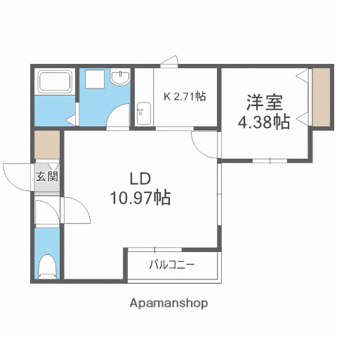 クルトNOB博多駅南(1LDK/2階)の間取り写真
