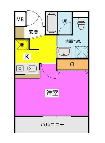 ラ・ヴィータ・フェリーチェ二又瀬(1K/4階)の間取り写真