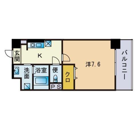 アンビシャス江撝(1K/1階)の間取り写真