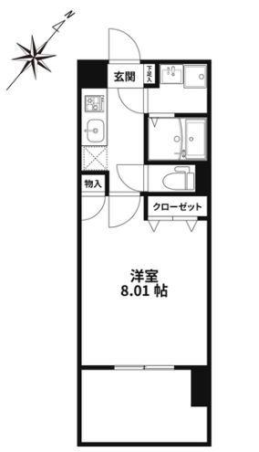 サヴォイ ラ・マリナ ドゥ ハカタ(1K/13階)の間取り写真