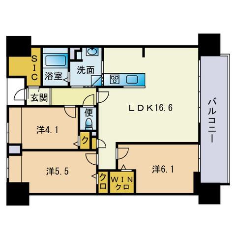 パティオスタイル照葉(3LDK/9階)の間取り写真