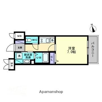 アルファレガロ大橋(1K/8階)の間取り写真