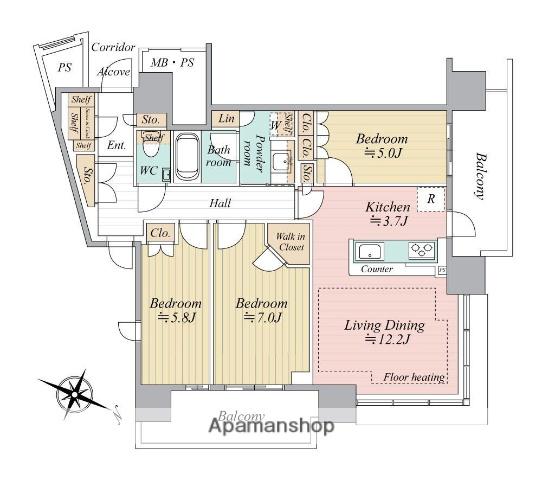 照葉ザ・タワー(3LDK/20階)の間取り写真
