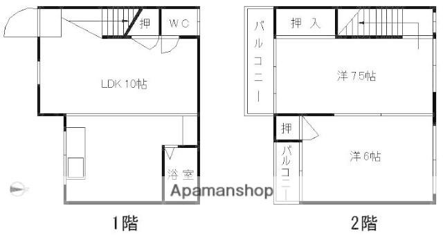 サンコート城戸(2LDK/1階)の間取り写真