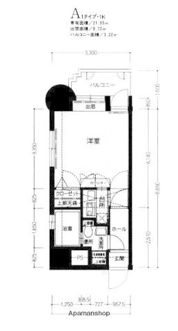 エステート・モア 赤坂(1K/12階)の間取り写真