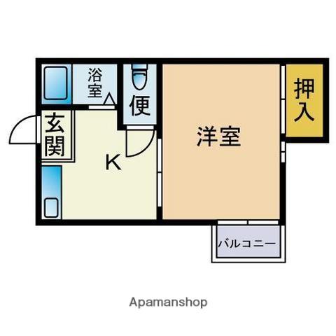 第2サナハイツ(1DK/2階)の間取り写真