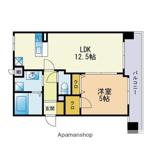 ADEN箱崎駅前(1LDK/4階)の間取り写真