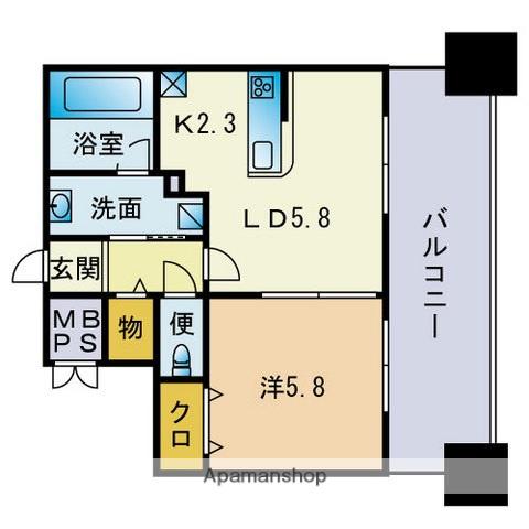 ベイサージュ箱崎(1LDK/8階)の間取り写真
