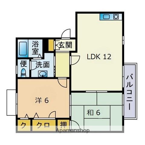 アンソレイエ長者原C(2LDK/1階)の間取り写真