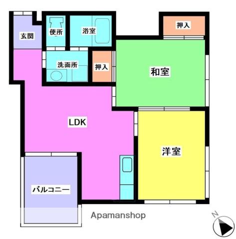 トパーズコーポ(2LDK/3階)の間取り写真