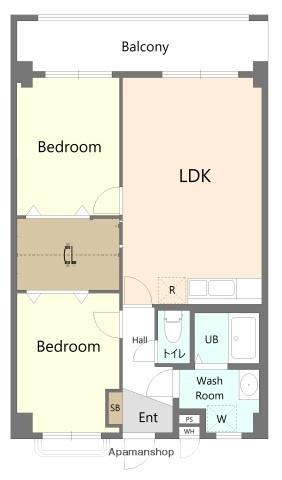 東野ビル(2LDK/1階)の間取り写真