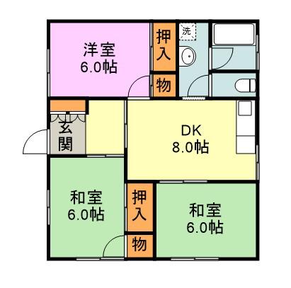 鹿児島本線 千早駅 徒歩18分 1階建 築47年(3DK)の間取り写真