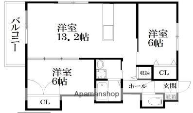 アドバンテイジ柚須東A・B棟(2LDK/1階)の間取り写真