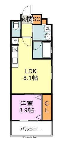 フェリシア香椎デュクス(1LDK/5階)の間取り写真