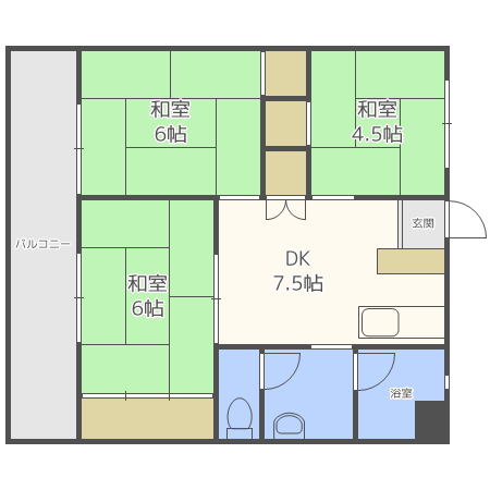 小笹カステリアB棟(3DK/4階)の間取り写真