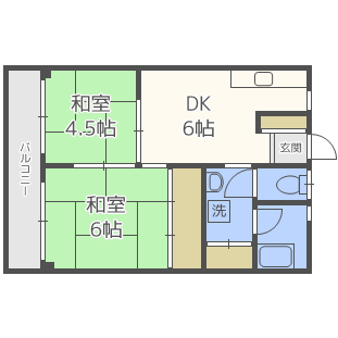 小笹カステリアB棟(2DK/5階)の間取り写真