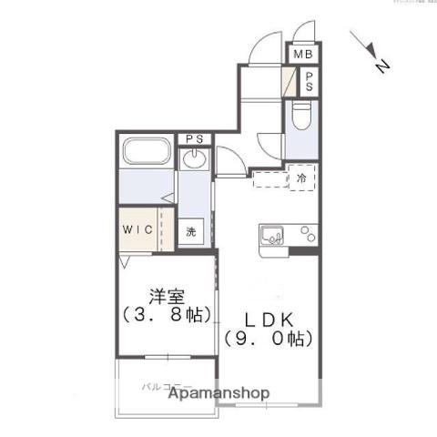 プレステージ清水(1LDK/4階)の間取り写真