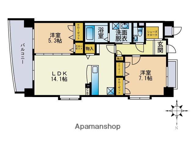 バルセロナ箱崎(2LDK/5階)の間取り写真