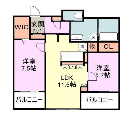 アイランドシティオーシャン&フォレストタワーレジデンスイースト棟(2LDK/19階)の間取り写真
