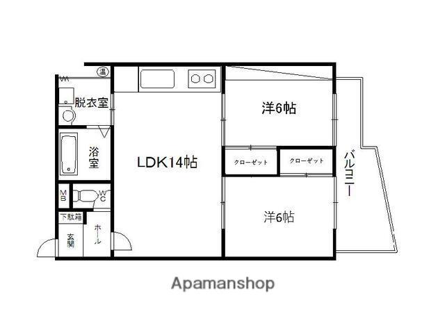 ロワールマンション赤坂(2LDK/4階)の間取り写真