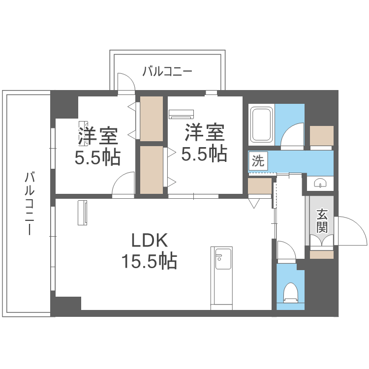レクサスガーデン箱崎タワーズウエスト(2LDK/7階)の間取り写真