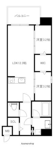 ALATO 六本松(2LDK/7階)の間取り写真