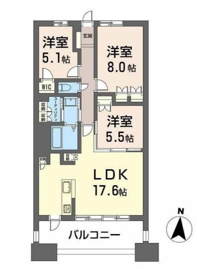 NUDGEONE.照葉(3LDK/15階)の間取り写真